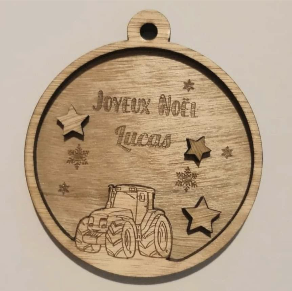 Boule de noël tracteur